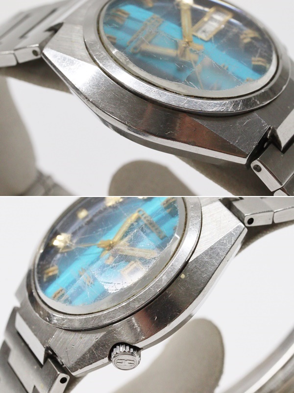  【ジャンク】 CITIZEN シチズン ハイソニック 腕時計 3701-370163Y 不動品 ブルー文字盤 HISONIC TUNINC FORK チューニングホークの画像3