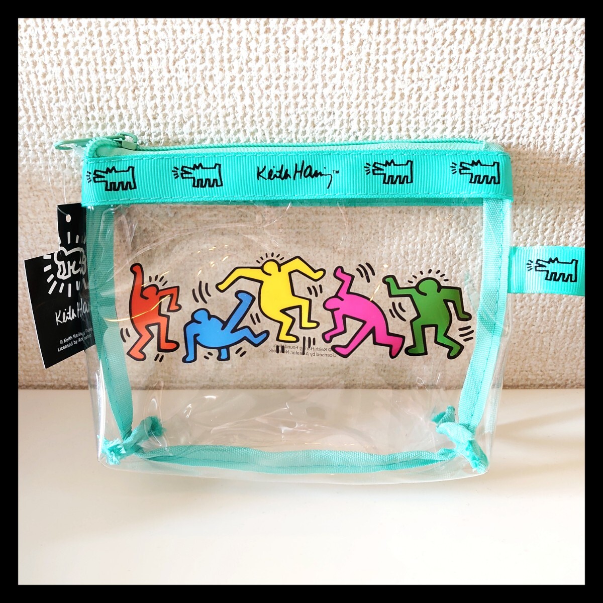 新品 未使用 Keith Haring キースヘリング クリア 台形 ポーチ 小物入れ ユニセックス 旅行 メイクポーチ bag ビニールクラッチバッグ の画像2