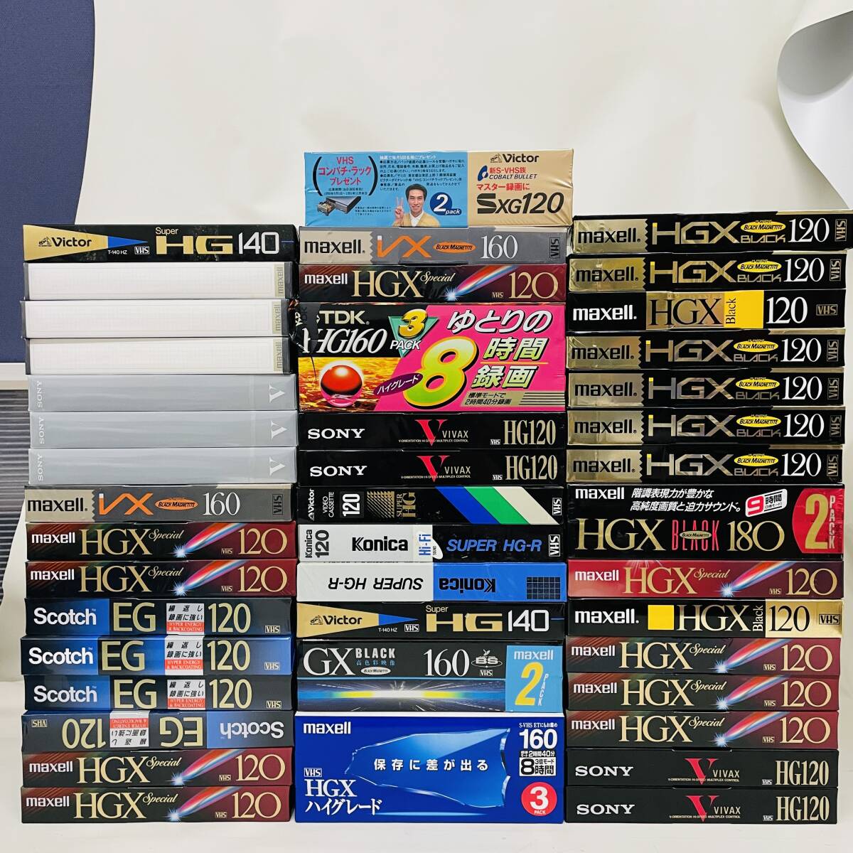 50本セット VHSテープ scotch/Victor/SONY/maxell/konica など ※2400010343056の画像1