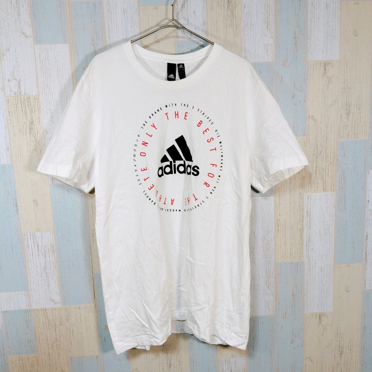 419 adidas　半袖 Tシャツ　Ｌ　WHITE_画像2