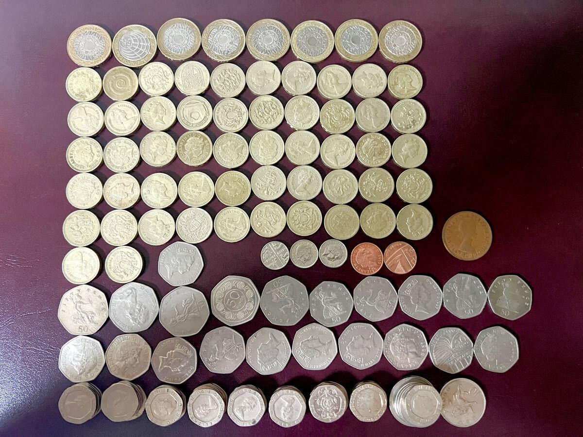 【約87.7ポンド】イギリス スターリング・ポンド 硬貨 古銭 貨幣 まとめ 大量 エリザベス女王 記念コイン含むの画像1