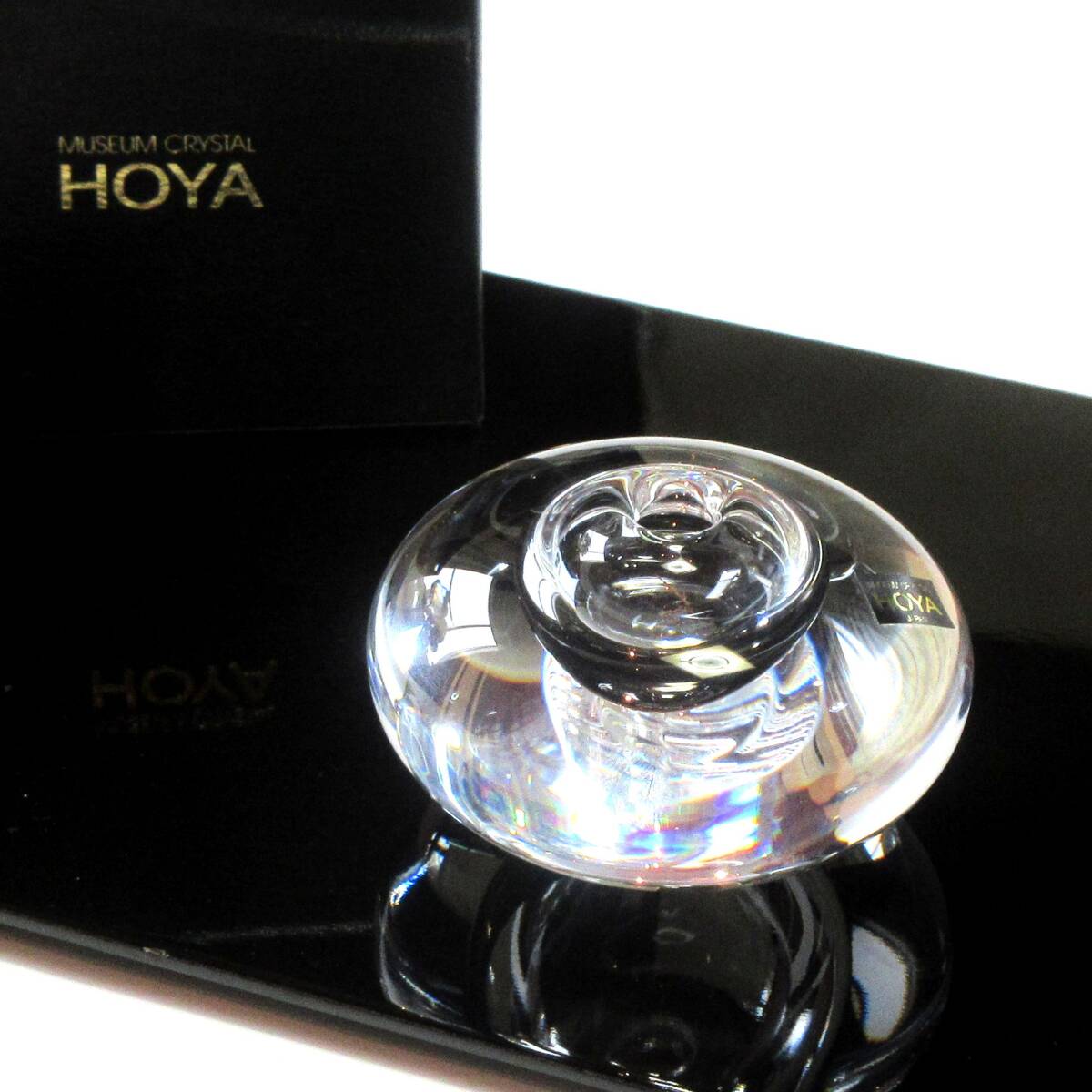 ★HOYA CRYSTAL ホヤクリスタルガラス ペン立て  ペーパーウェイト 文鎮 箱付き CKN1232 現品限 生産終了品の画像2