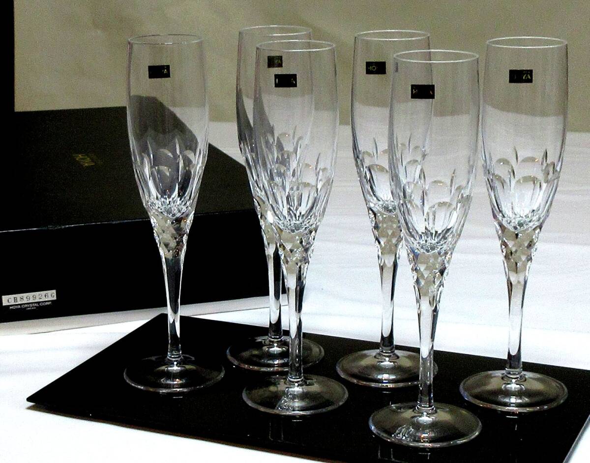 ★HOYA CRYSTAL ホヤクリスタルガラス シャンパングラス 6点セット 箱付 CTS9910 ワイングラス 現品限 生産終了品の画像7