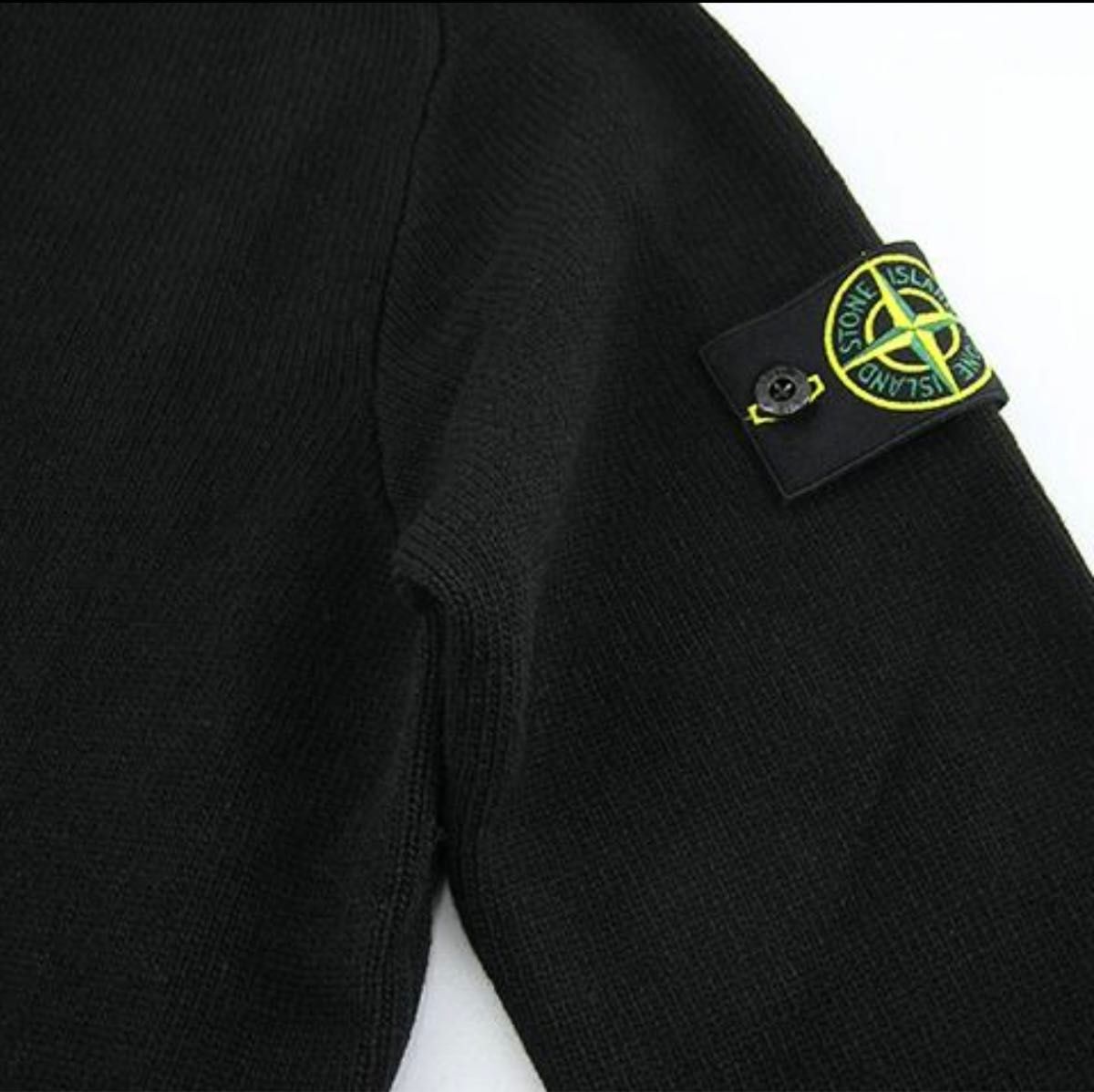 STONE ISLAND WOOL CREWNECK PULLOVER 21AW ラムウール ニットセーター　厚手　L ブラック