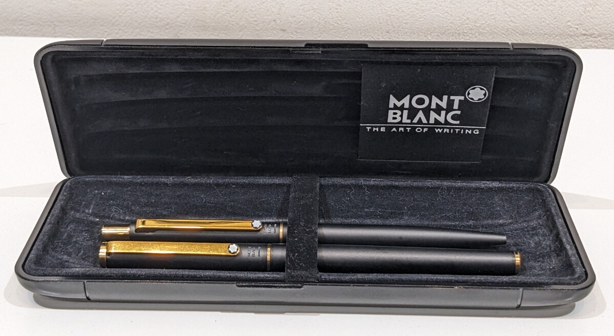 ☆【2本セット】MONTBLANC モンブラン 万年筆 ボールペン ブラック ゴールドカラー 筆記用具 箱付き 筆記未確認_画像1