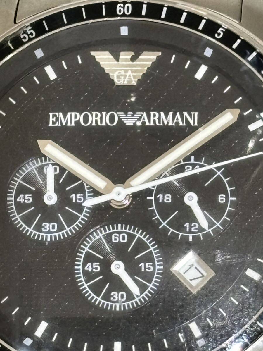 ☆●EMPORIO ARMANI エンポリオアルマーニ AR-0585 クォーツ クロノグラフ デイト メンズ 腕時計 不動品_画像2