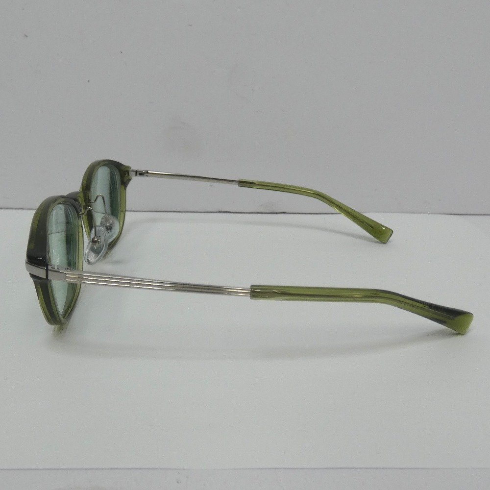 Dz789171 トニーセイム プレミアム tonysame: premium 眼鏡フレーム メガネ 度入り グリーン×シルバー チタニウム 中古_画像2