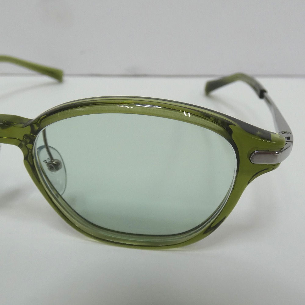 Dz789171 トニーセイム プレミアム tonysame: premium 眼鏡フレーム メガネ 度入り グリーン×シルバー チタニウム 中古_画像5