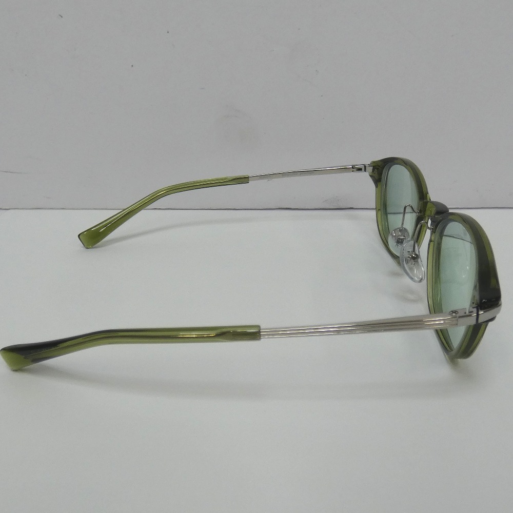 Dz789171 トニーセイム プレミアム tonysame: premium 眼鏡フレーム メガネ 度入り グリーン×シルバー チタニウム 中古_画像4