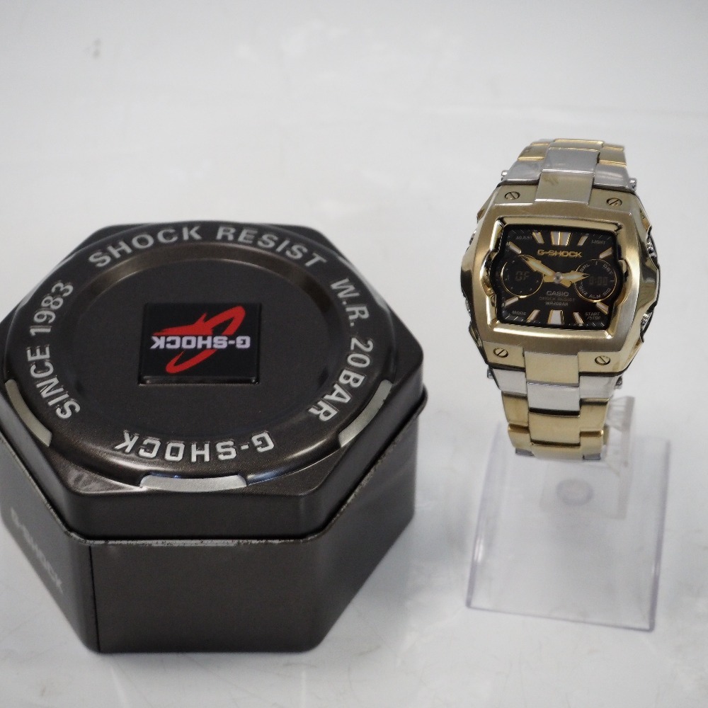 Th959441 カシオ 腕時計 G-SHOCK G-011BD-9AJF スクエアフェイス アナデジ ゴールド×シルバーブラック文字盤 クォーツ メンズ CASIO 中古の画像2