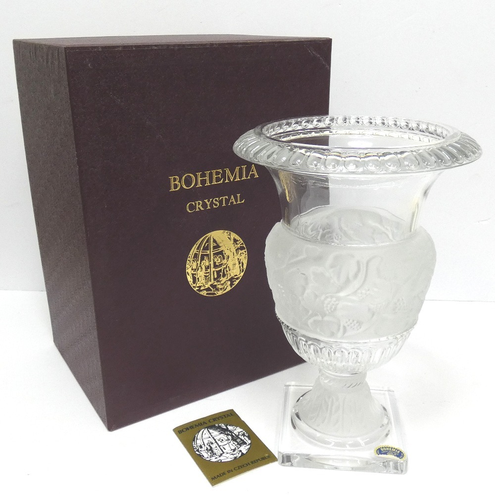 Dz789441bohe mia vase flower base crystal glass BOHEMIA used 