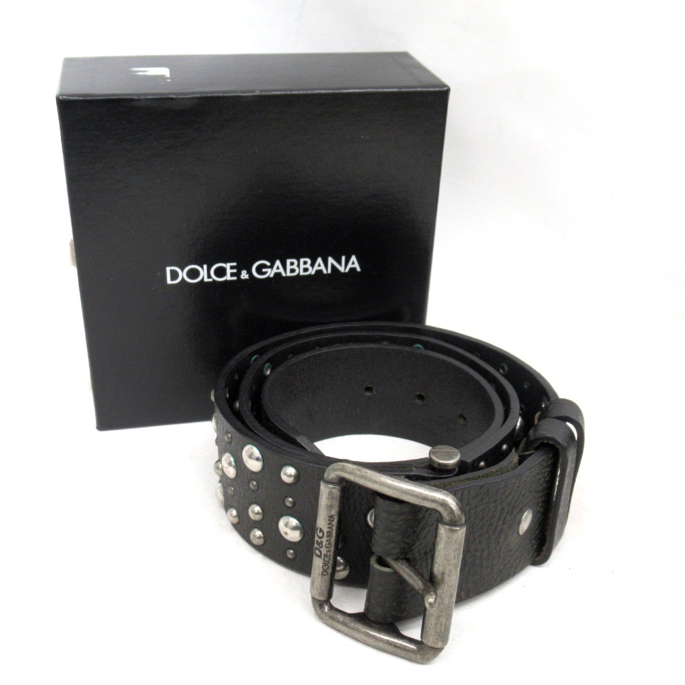 KRTh530241 ドルチェアンドガッバーナ ベルト スタッズ レザー ブラック DOLCE&GABBANA 中古の画像1