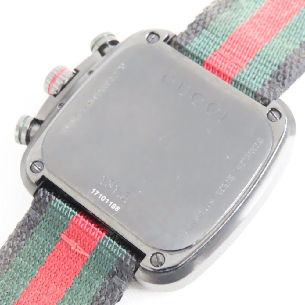 Ts531231 Gucci wristwatch 131.2 SS cloth belt black face men's GUCCI used 