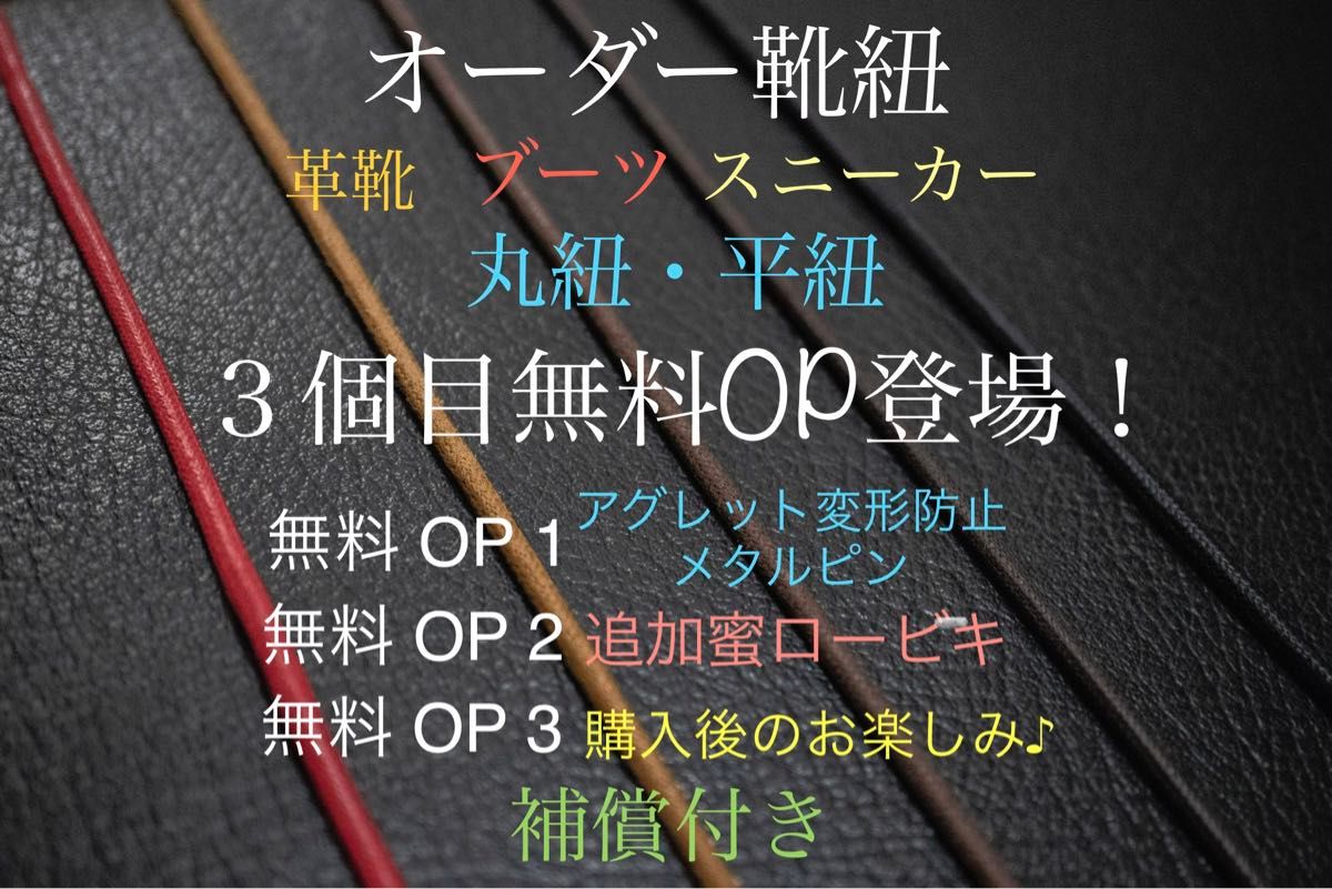 靴紐 革靴 ブーツ スニーカー 丸紐 平紐 ロービキ アグレット 金ゼル ビジネスシューズ