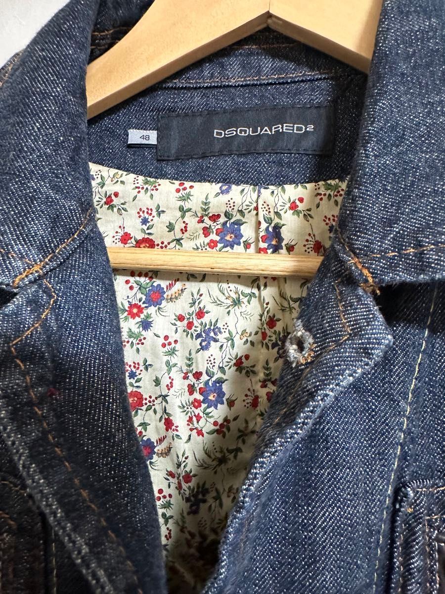 DSQUARED2 裏地花柄デニムジャケット (サイズ48 M-L相当) デニム DSQUARED2 裏地花柄デニムジャケット (サイズ48 M-L相当) デニム