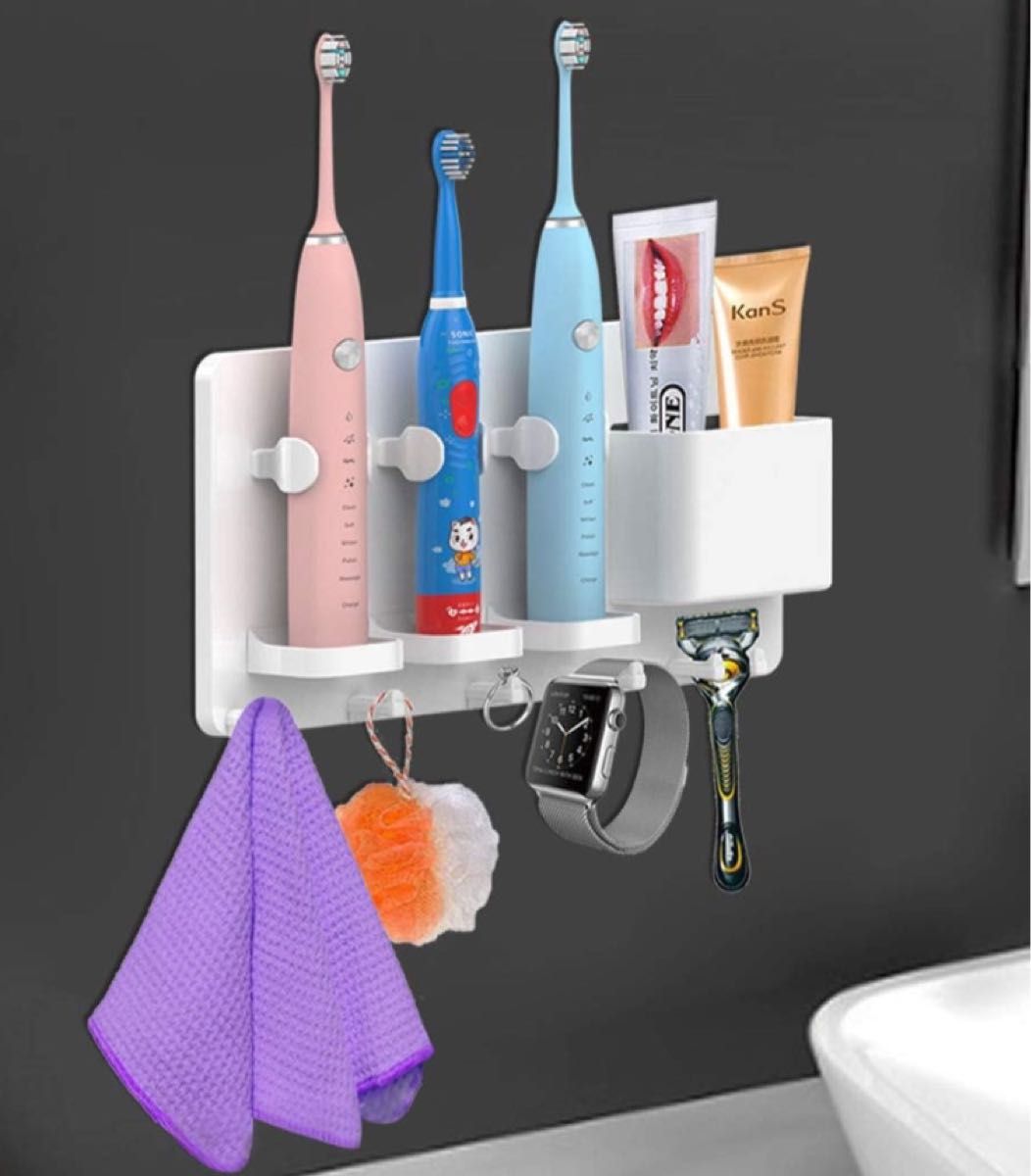 電動歯ブラシホルダー 壁掛け ホワイト　歯ブラシスタンド　歯ブラシ立て　バスルーム収納　洗面用品　バス用品　ホワイト 新品　未使用