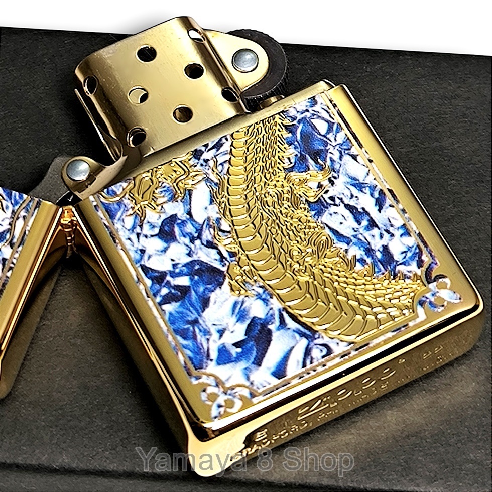 ZIPPO 88個限定モデル ドラゴン ブルー＆ゴールド ジッポー ライター_画像3