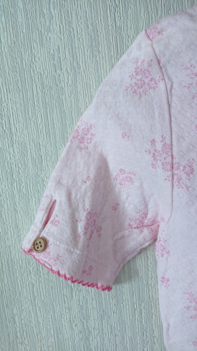 新品 ピンク 花柄 プリント カットソー Tシャツ M 縁取り インナーウェア 可愛い _画像6