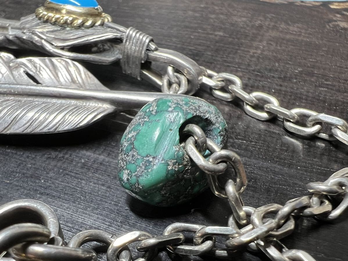 Black Web turquoise large hole beads small angle Goro's custom goro\'s chain angle necklace 