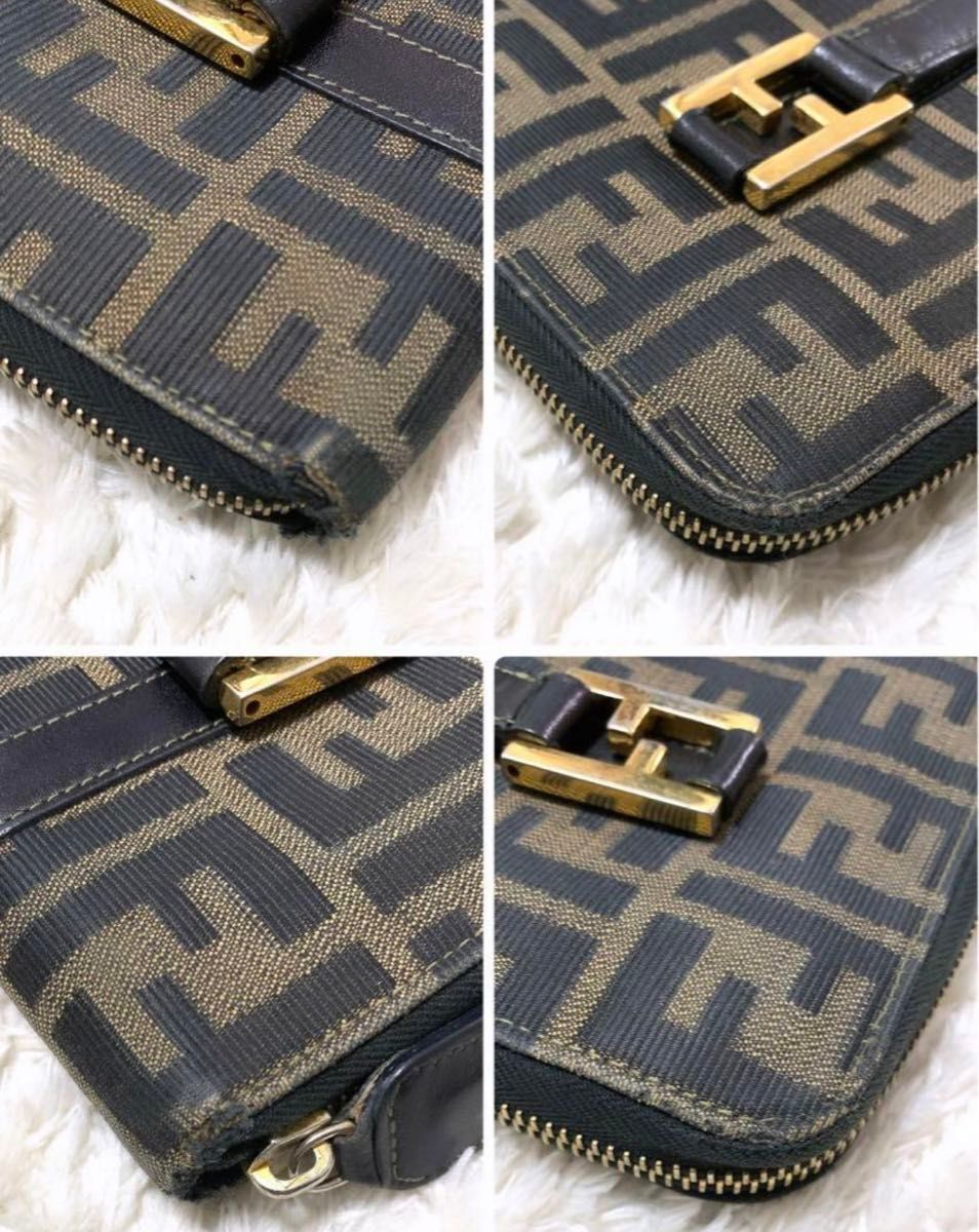 FENDI 希少 ズッカ ハンドバッグ ウォレット 金具 ラウンドファスナー フェンディ ゴールド金具 長財布