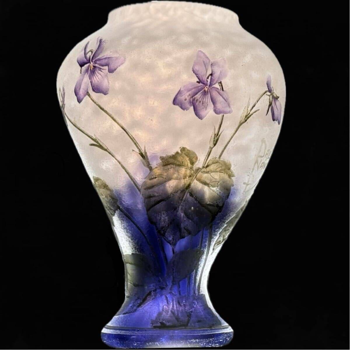 【極美品】ドーム兄弟 スミレ文花瓶 ドームナンシー Daum Nancy 本物 花瓶の画像4