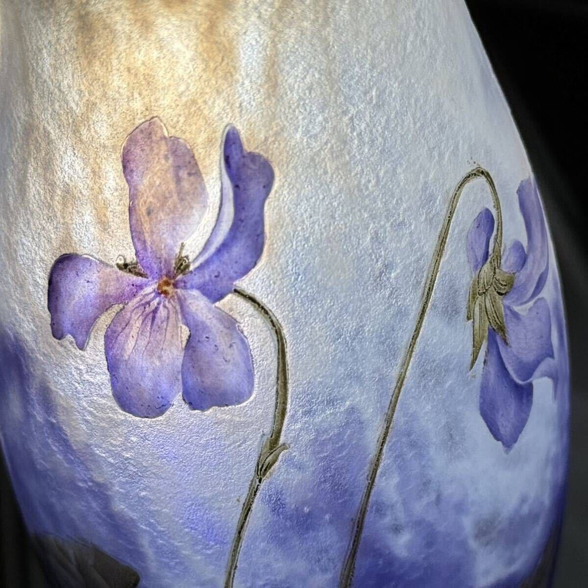 【極美品】ドーム兄弟 スミレ文花瓶 ドームナンシー Daum Nancy 本物 花瓶の画像7