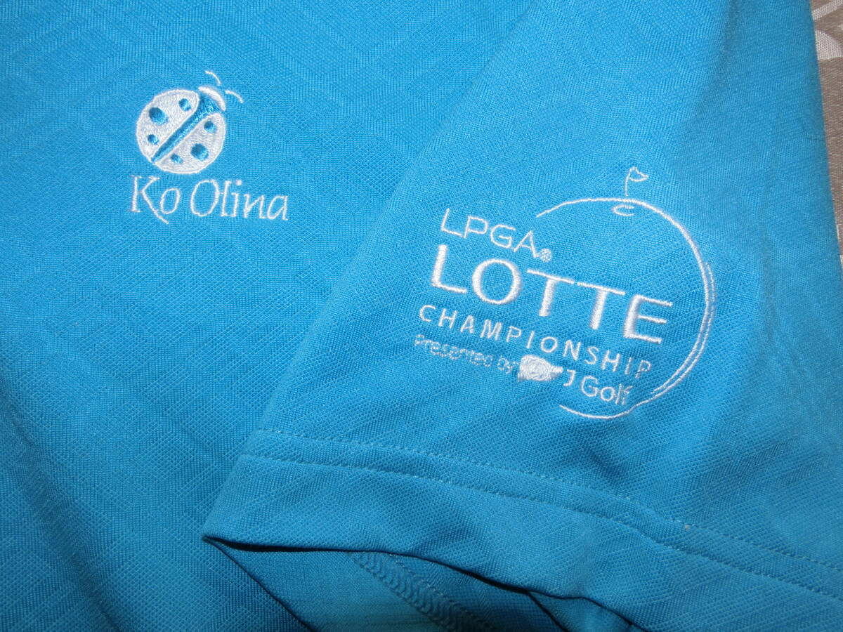 adidas アディダス Hawaii コオリナリゾートゴルフ KoOlina てんとう虫 LOTTE ターコイズ 青い ポロシャツ 半袖シャツ ゴルフシャツ L LLの画像4