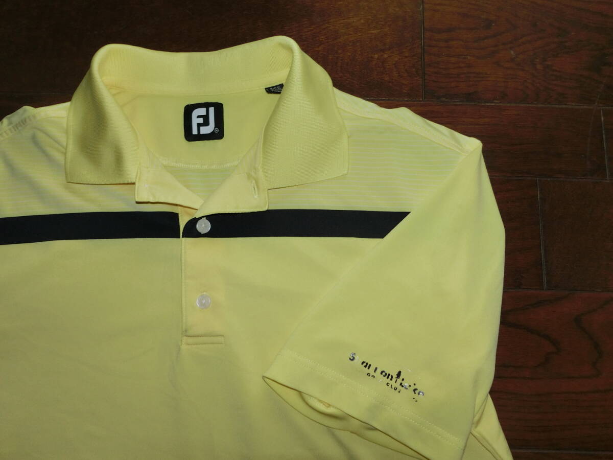 フットジョイ FJ ゴルフシャツ shannonTon ゴルフクラブ レモンイエロー 黄色 半袖シャツ ゴルフシャツ L LLの画像3