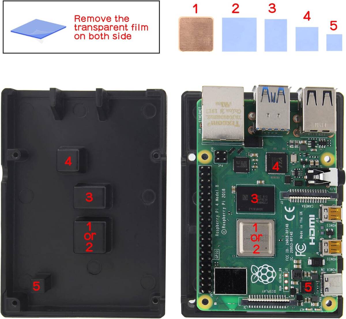 Geekworm Raspberry Pi 4 ケース 受動冷却金属ケース＆アルミ合金ケース、ラズベイリーパイ4のみ適用（P373の画像3