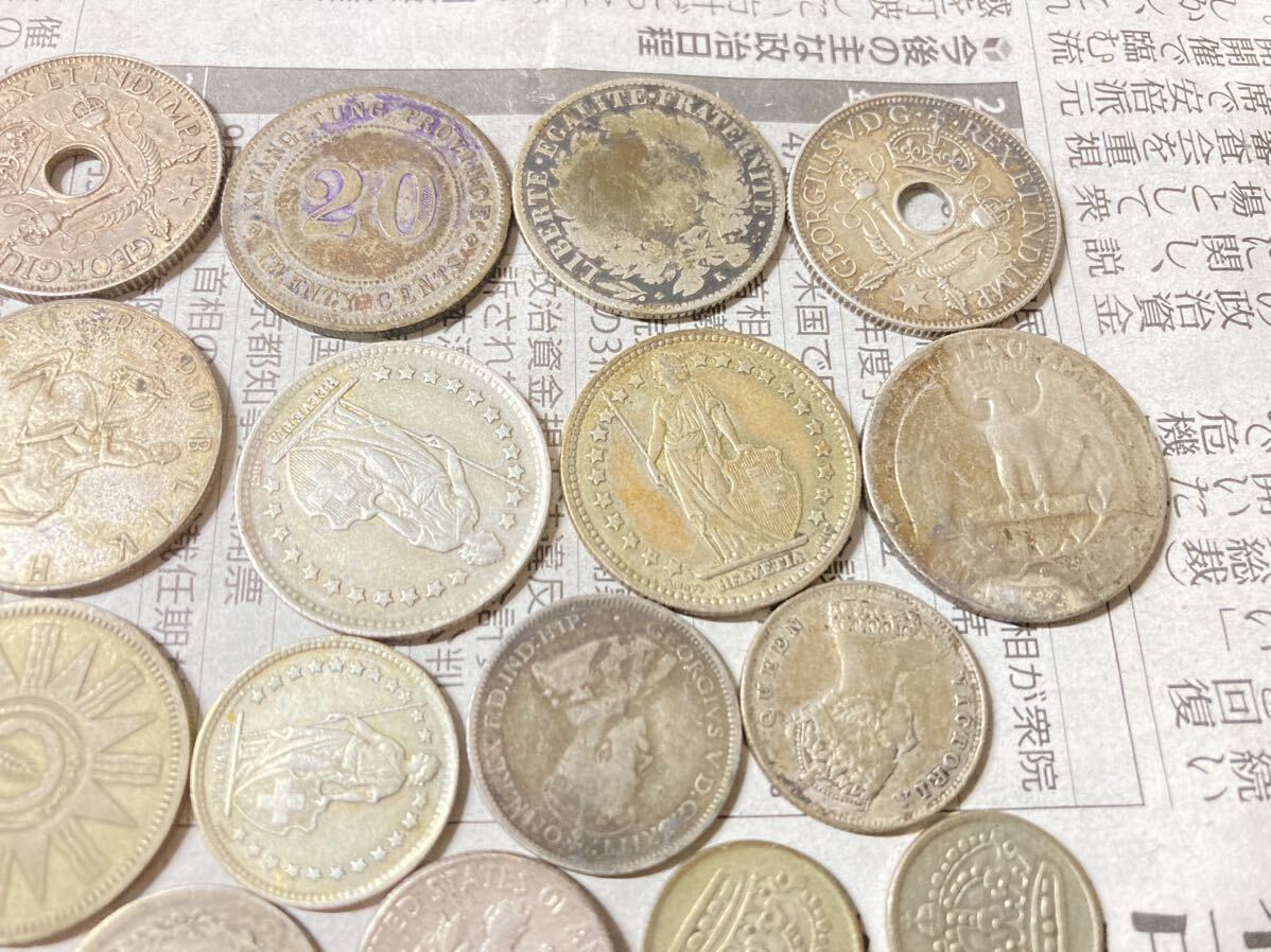 外国銀貨 まとめて21枚セット ニューギニア メキシコ 中国 フランス スイス 古銭 希少 レアコイン ヨーロッパ アジアの画像8