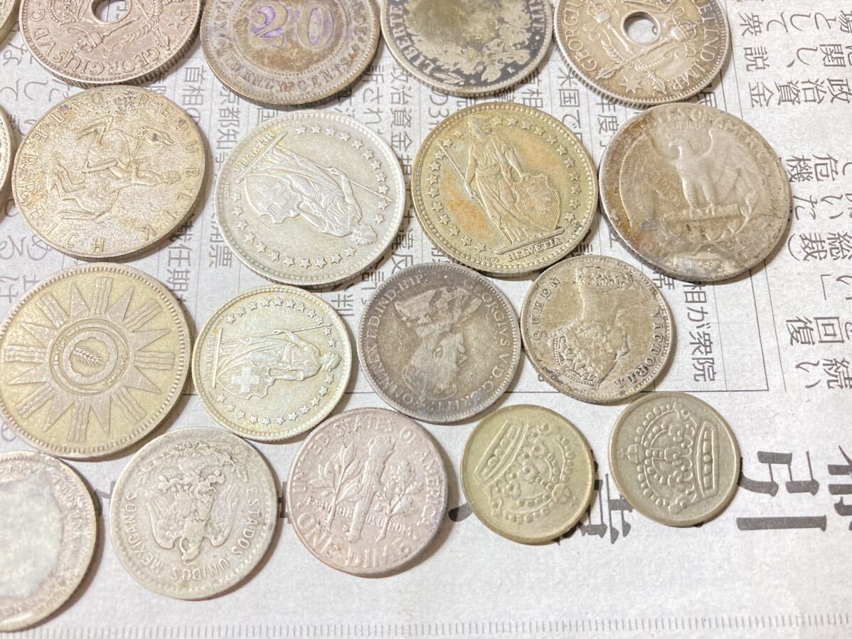 外国銀貨 まとめて21枚セット ニューギニア メキシコ 中国 フランス スイス 古銭 希少 レアコイン ヨーロッパ アジアの画像10
