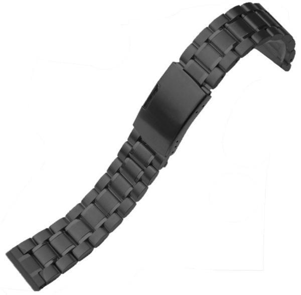 【普通郵便送料無料！】22mm 腕時計交換ベルト ステンレス無垢 直カン プッシュ式 黒の画像1