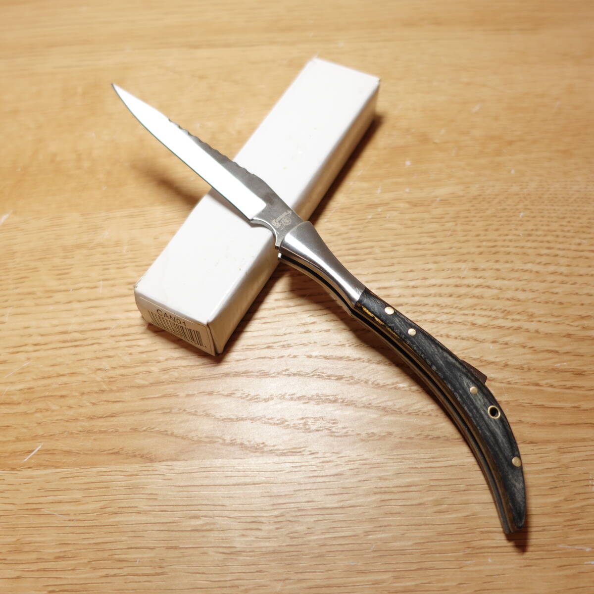 キャノン フォールディングナイフ 未使用 折りたたみナイフ ステンレス CANNON 全長約190mm 刃渡り約75mm 刃幅約19mm 刃厚約2-3mm 重さ50gの画像1