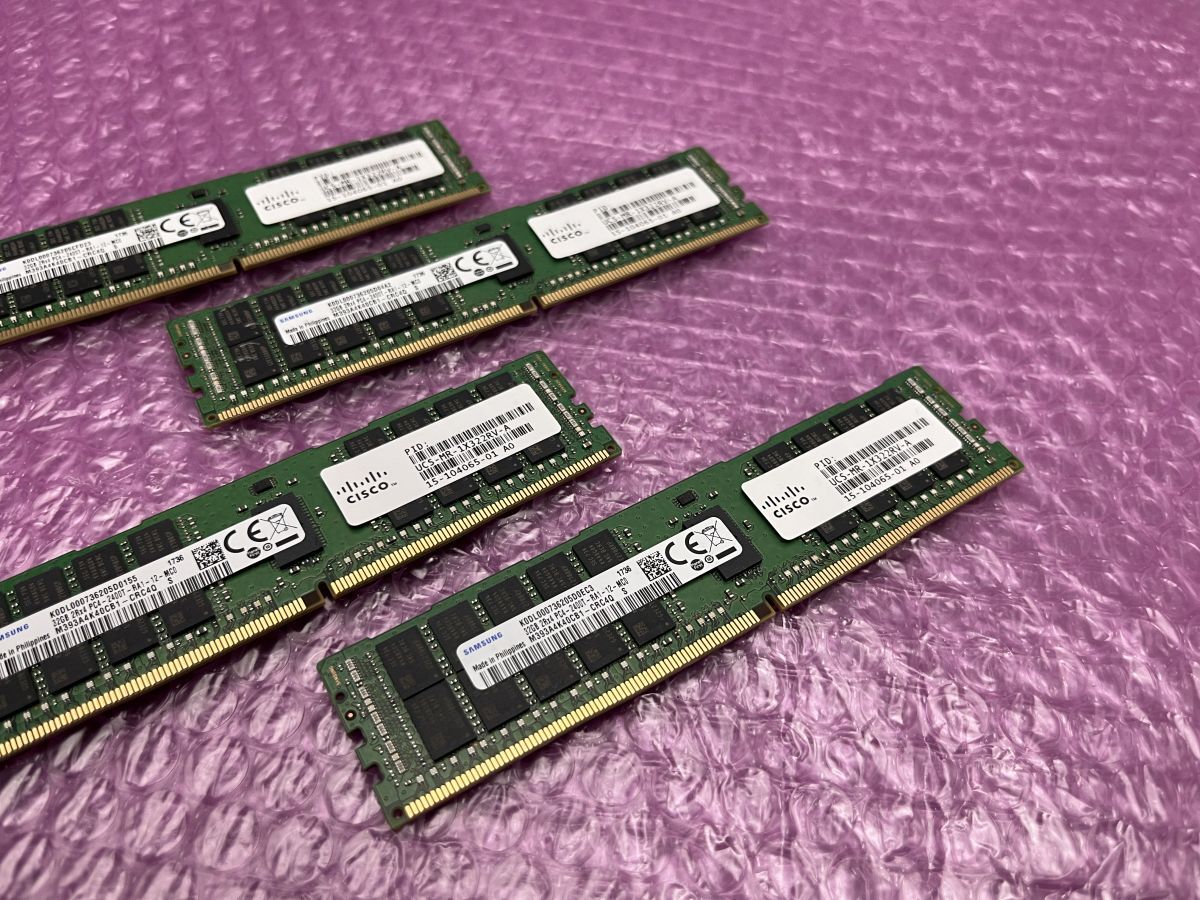 ★サーバー用メモリ★合計128GB 32GBx4枚セット SAMSUNG 32GB 2Rx4 PC4-2400T-RA1-12-MC0★現状引き渡し★の画像2