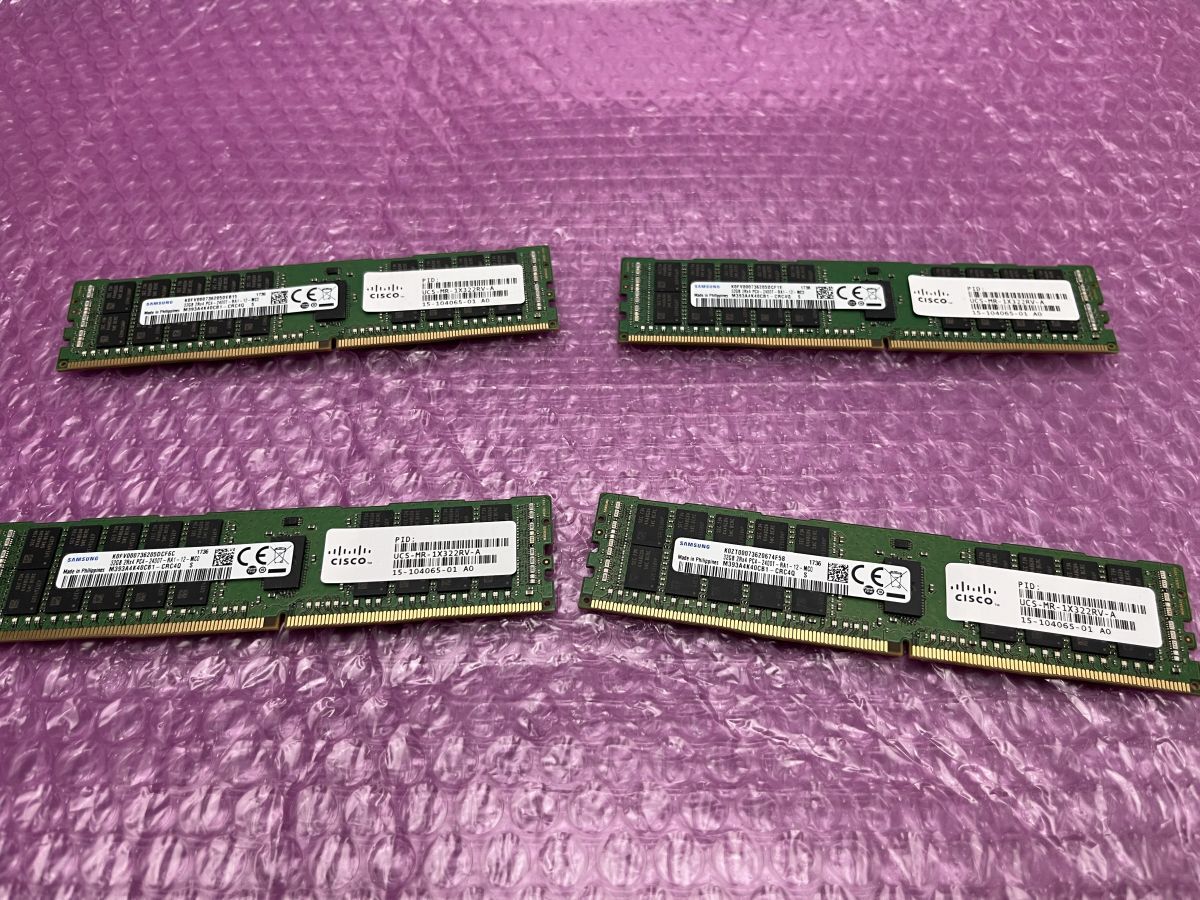 ★サーバー用メモリ★合計128GB 32GBx4枚セット SAMSUNG 32GB 2Rx4 PC4-2400T-RA1-12-MC0★現状引き渡し★の画像1