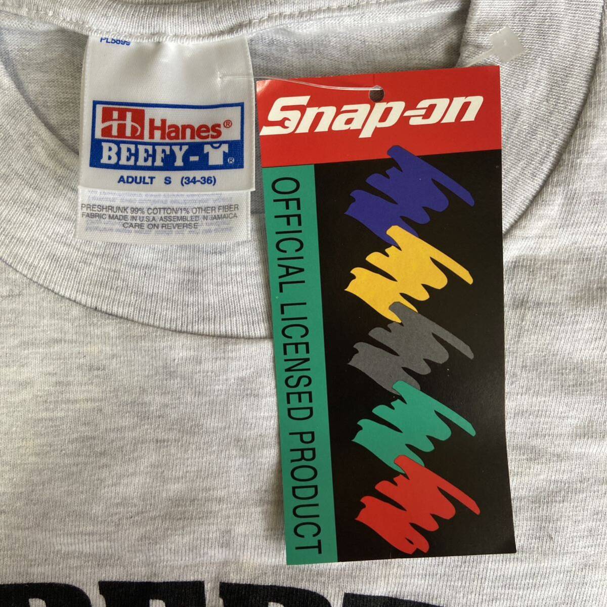 90's Snap-on ヘインズ Ｔシャツ デッドストック　新品未使用 半袖 グレー ロゴ_画像4