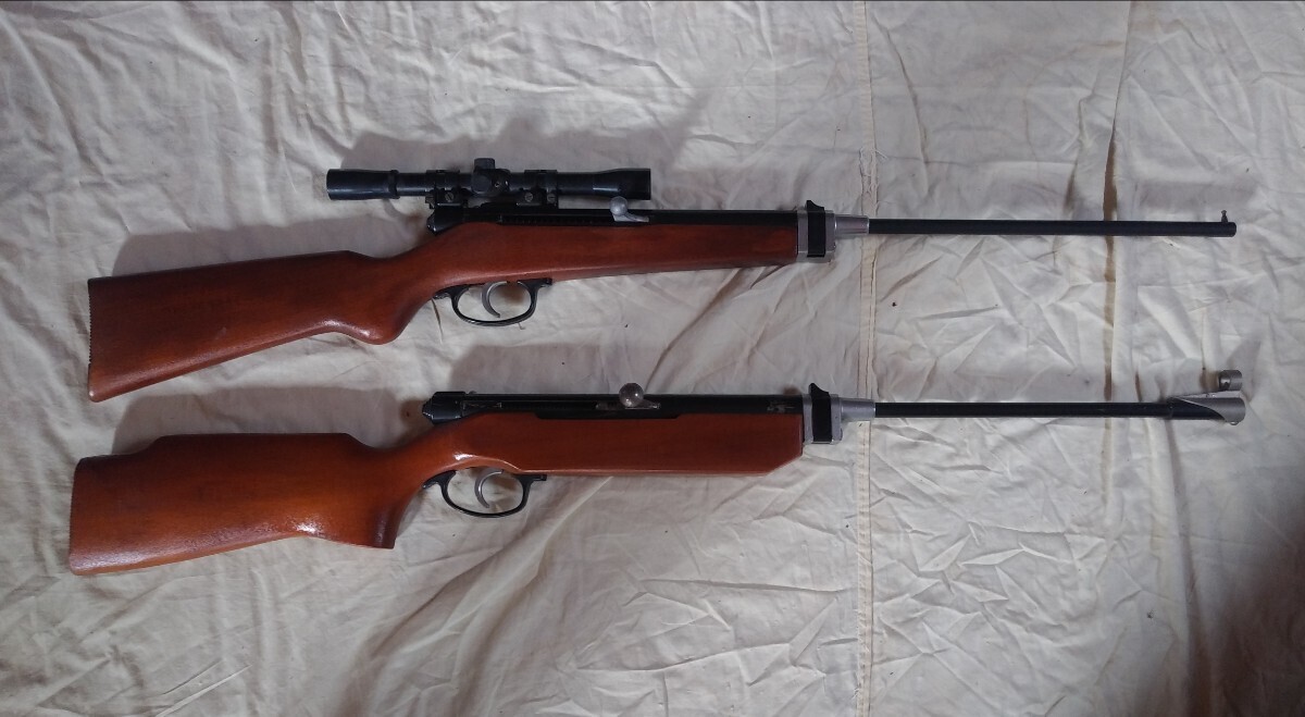 BS52 スプリング銃 金属製、木製ストック、レトロ、ジャンク品 2丁の画像1
