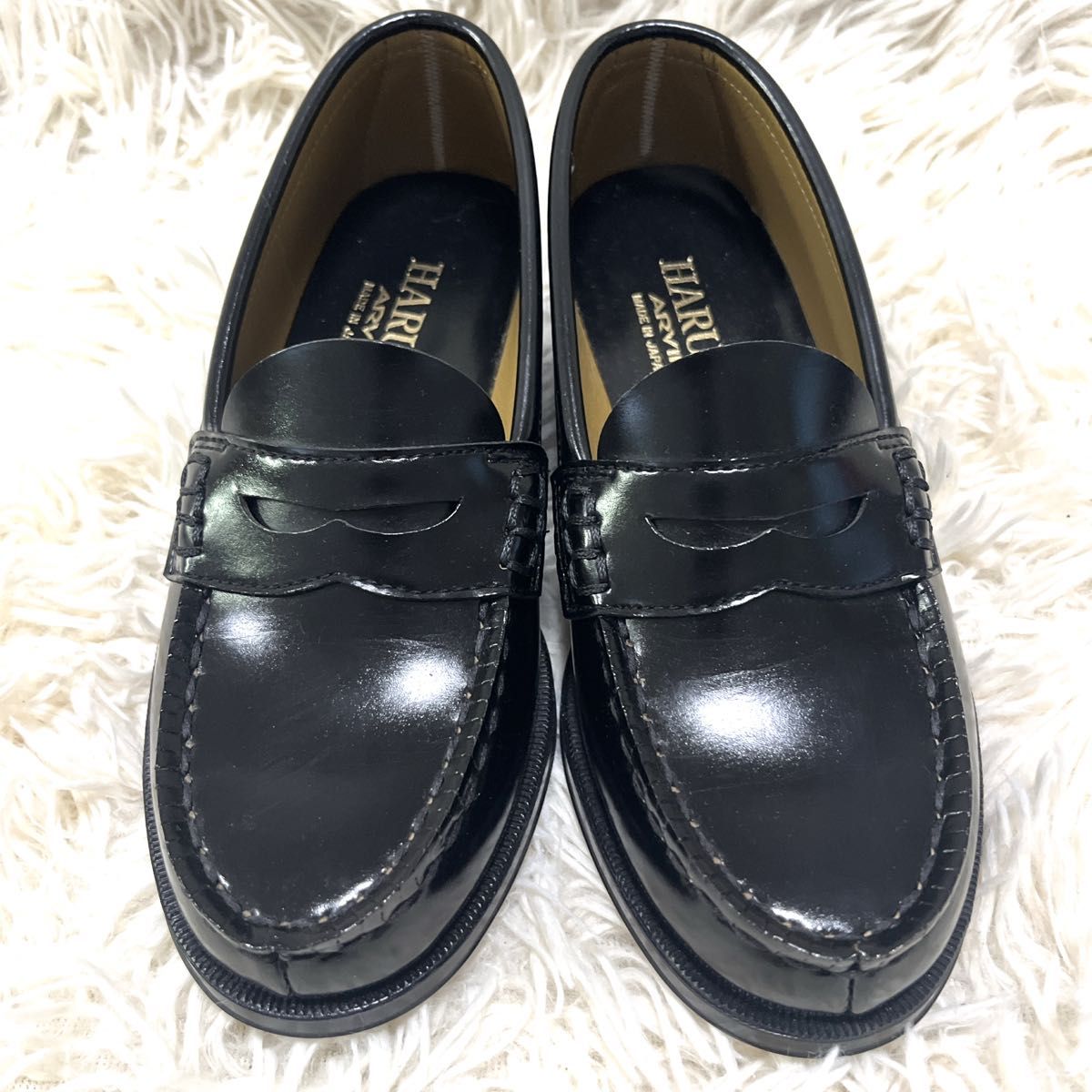 【美品】HARUTA ハルタ ローファー 黒 ブラック 22.5cm 通学 靴 レザー 革靴 パンプス 本革