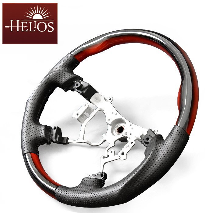 HELIOS 200系 ハイエース 4型 5型 6型 ガングリップ ステアリング レッド × ブラック グラデーション ハンドル 内装 インテリア 新品_画像1