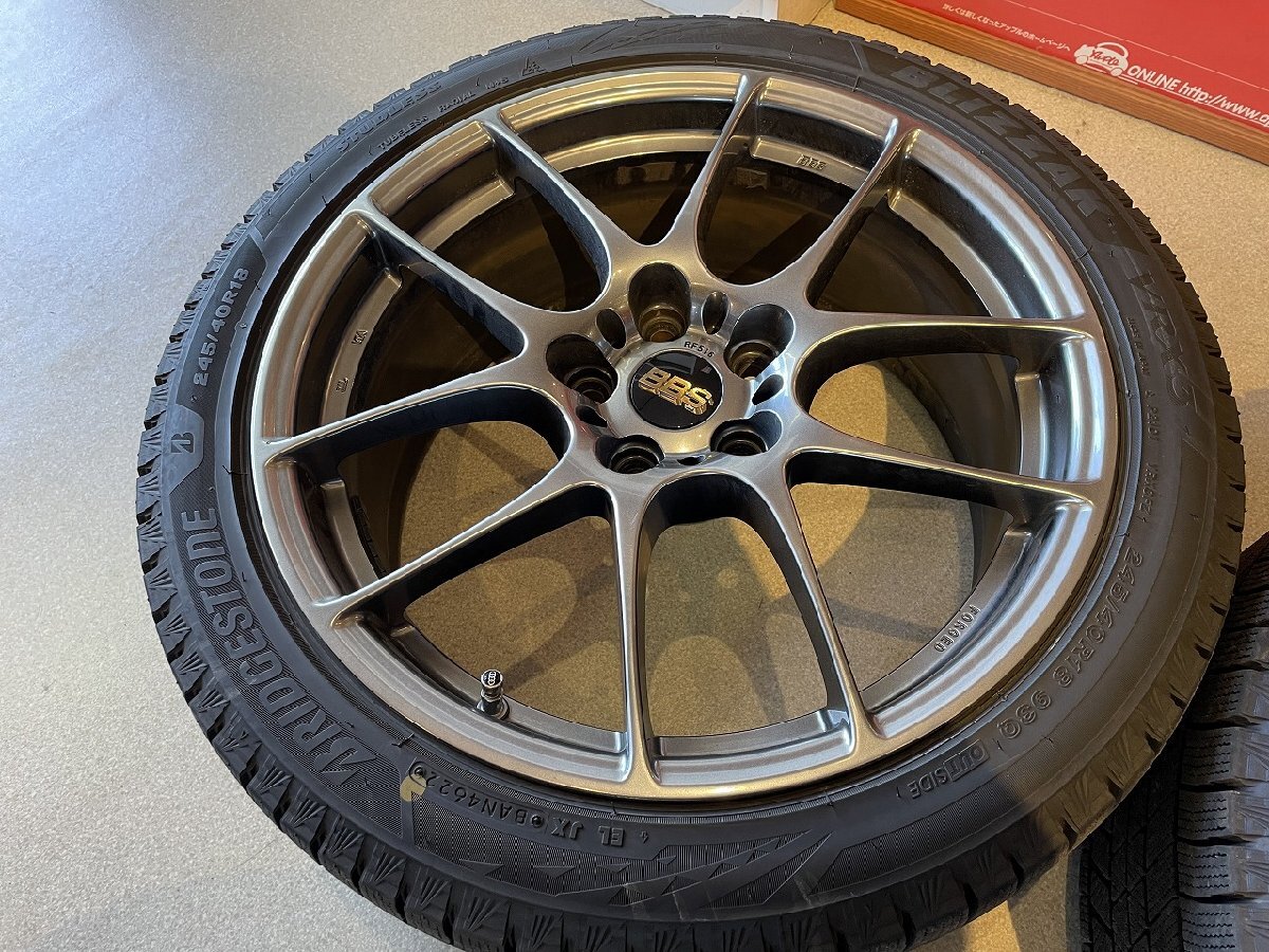 ◇美品◇ 245/40R18 BBS RF516 FORGED アルミホイール BS ブリジストン VRX3 スタッドレス 4本セット アウディ Audi A4など新潟市の画像5