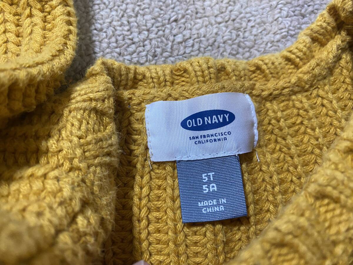 激安! OLDNAVY オールドネイビー ざっくり編み ニット セーター マスタード イエロー 5T 110 無地 シンプル ユニセックス 男女兼用/AS_画像3