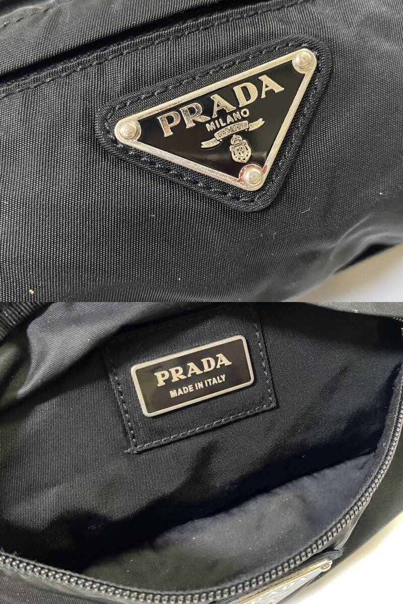 PRADA プラダ ナイロン ボディバッグ ウエストポーチ ウエストバッグ ショルダー 三角ロゴプレート SV金具 ブラック 黒 ユニセックス/DK_画像7