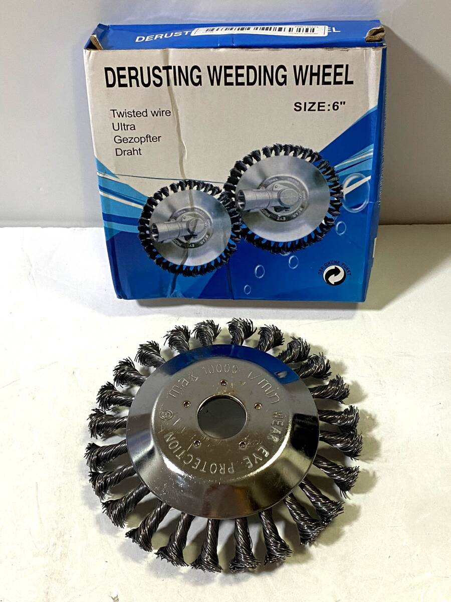 DERUSTING WEEDING WHEEL 草刈機 芝刈機 刈払機用 除草 ホイール SIZE 6 スチール ワイヤーブラシ 替刃/庭 園芸 手入れ 道具/QH_画像1