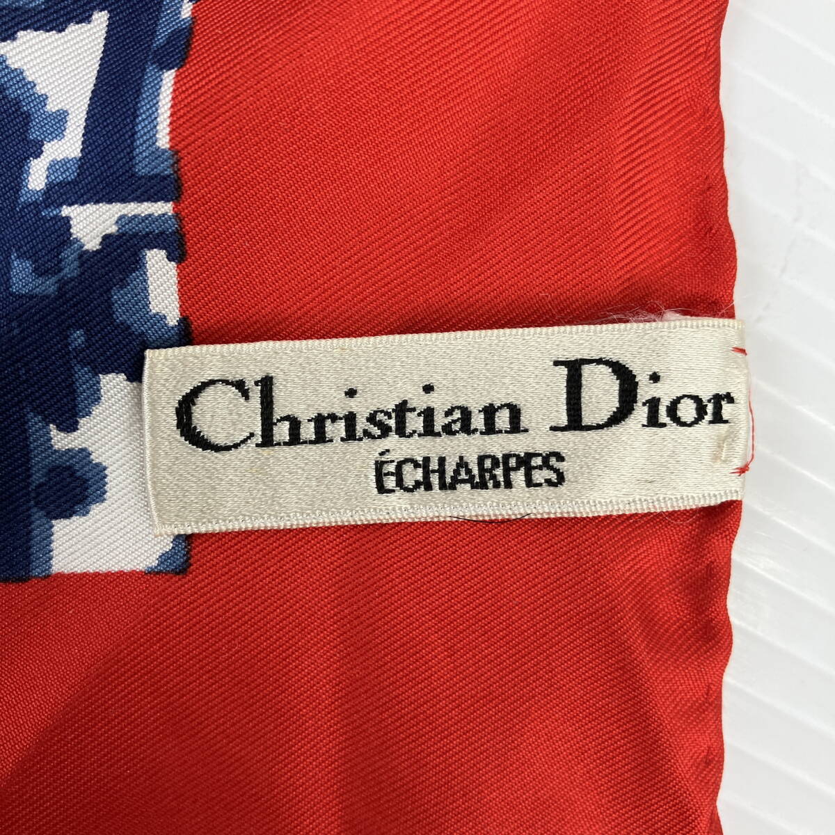 2403605-005 Christian Dior クリスチャンディオール ロゴ トロッター柄 スカーフ シルク100% サイズ約78cm×約78cm_画像8