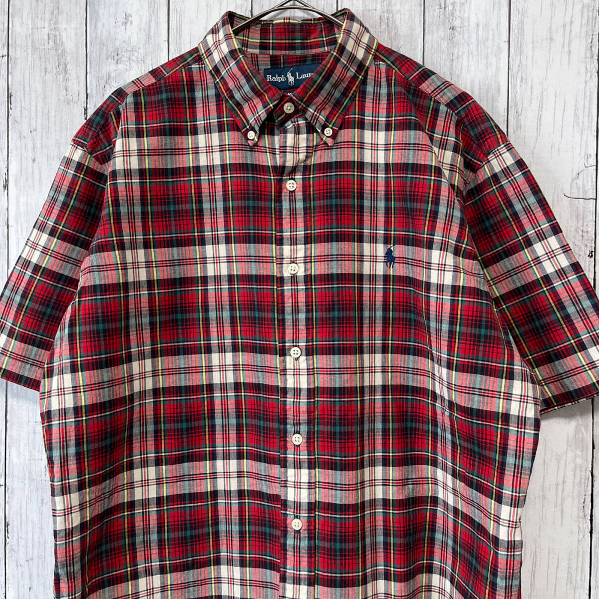 ラルフローレン Ralph Lauren CLASSIC FIT チェックシャツ 半袖シャツ メンズ ワンポイント コットン100% Lサイズ 5‐530 _画像1