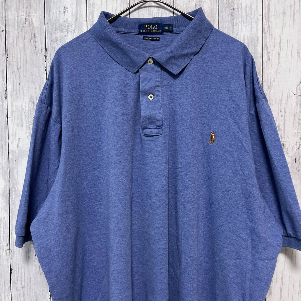 ラルフローレン Ralph Lauren PIMA SOFT TOUCH 半袖シャツ ポロシャツ メンズ ワンポイント コットン100% 2XLTサイズ 5‐568_画像1