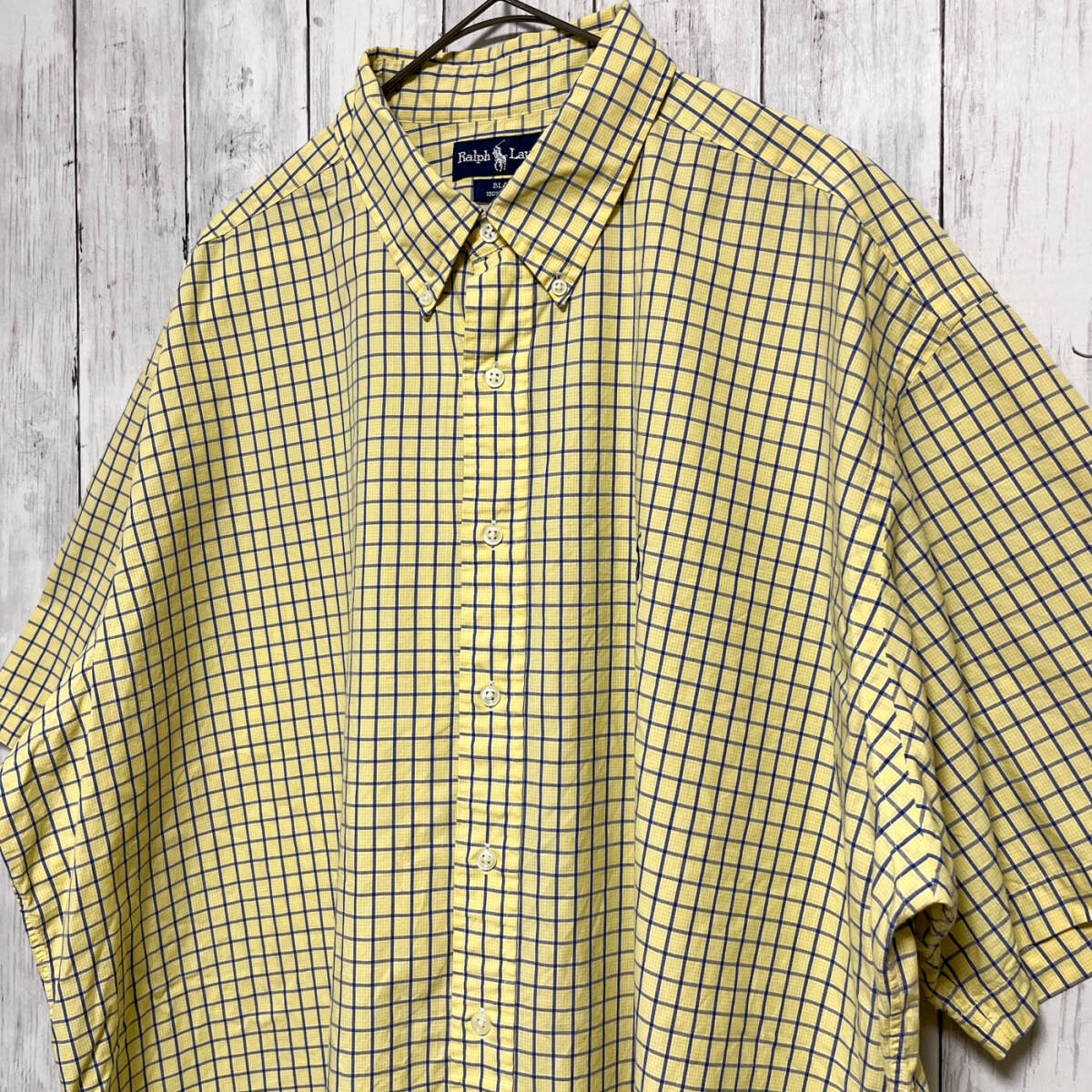 ラルフローレン Ralph Lauren BLAKE チェックシャツ 半袖シャツ メンズ ワンポイント コットン100% XXLサイズ 5‐638_画像3