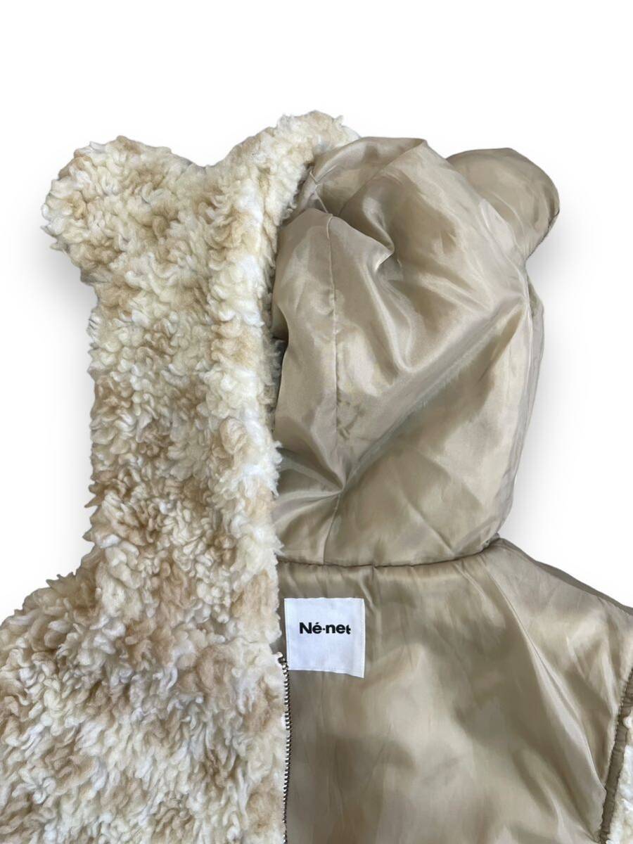 Rare 00s Ne-net Bear Ear Boa Hoodie Vest from issey miyake Archive beauty:beast LGB L.G.B. 20471120 FOTUS W< bernhard willhelm_画像9