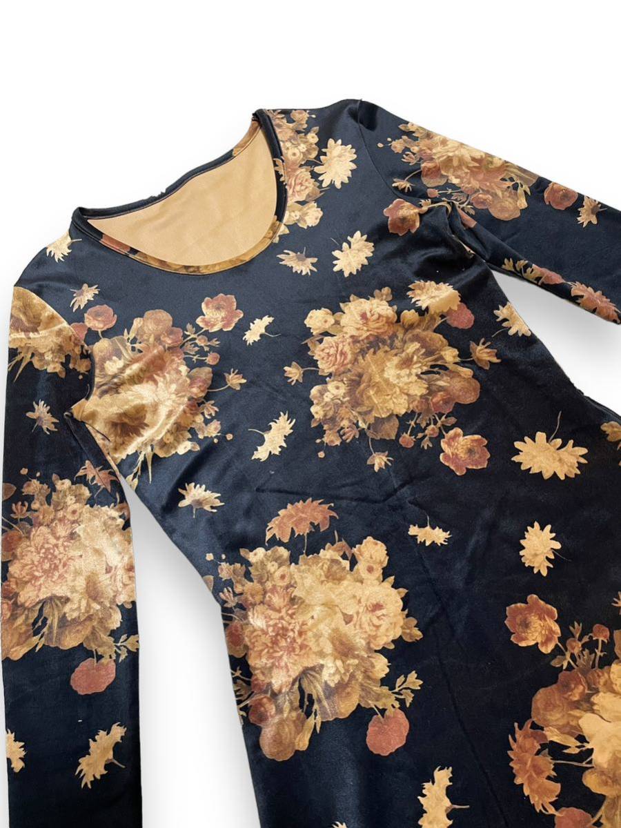 Rare 1996AW YOSHIKI HISHINUMA Velours Flower Dress issey miyake Collection Archive pleats please masaki matsushima 90s 菱沼良樹の画像5