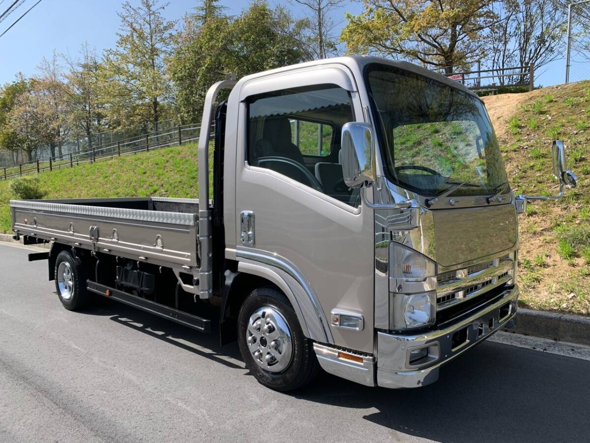  Heisei era 26 year Isuzu Elf 07 Elf 3t exhaust .b Wide Long common body plating custom specification vehicle inspection "shaken" attaching safely .